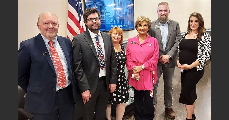 Roland Halpern of CO Voters for Animals, GREY2K Advocacy Dir. Patrick Baga, Christine Dorchak, Majority Leader Duran, Rep. Ryan Armagost and G2K lobbyist Adeline Hodge